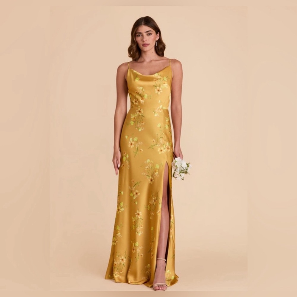 Birdy Grey - Lisa Long Dress, Matte Satin, Marigold Le Fleur, Small